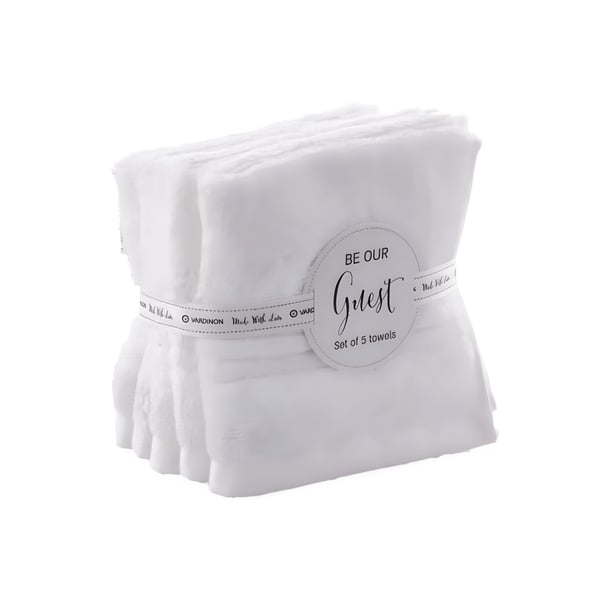 Set of 5 Classico White Towels 100% Cotton - 30/30 cm