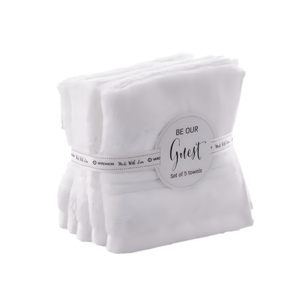 מארז 5 מגבות קלאסיקו לבנות מכותנה 100% - גודל 30/30 ס"מ