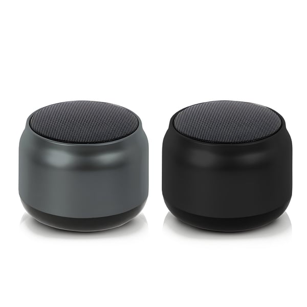 רמקול בלוטות' עגול בעיצוב מטאלי עם דיבורית