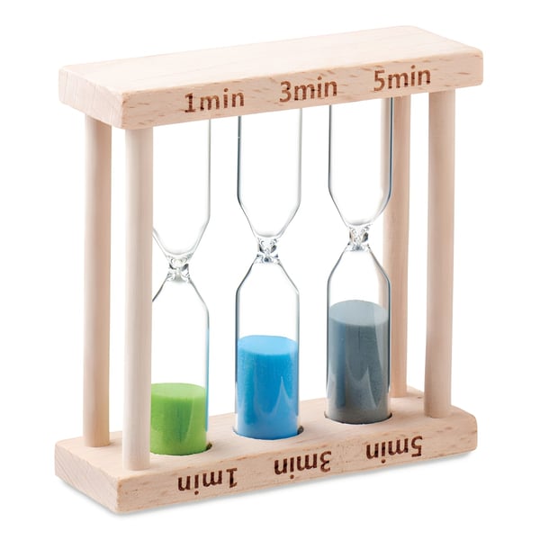 Wooden Hourglass Set with 3 Unique Timers