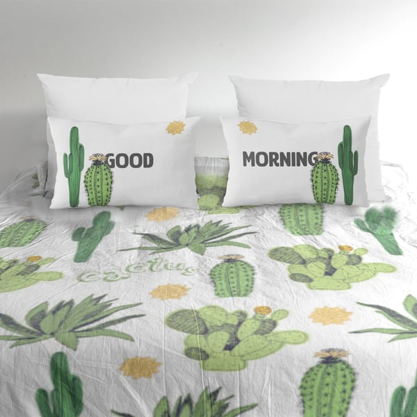 סט מצעים זוגיים קקטוסים - שינוי לאווירה רעננה