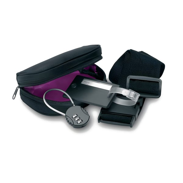 ערכת טיול מושלמת עם תג מזוודה, חגורה ומנעול מתכת