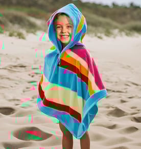 מגבת פונצ'ו שכמיה לילדים אוברסייז עם כובע קפוצ'ון