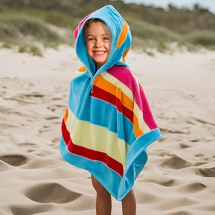 מגבת פונצ'ו שכמיה לילדים אוברסייז עם כובע קפוצ'ון