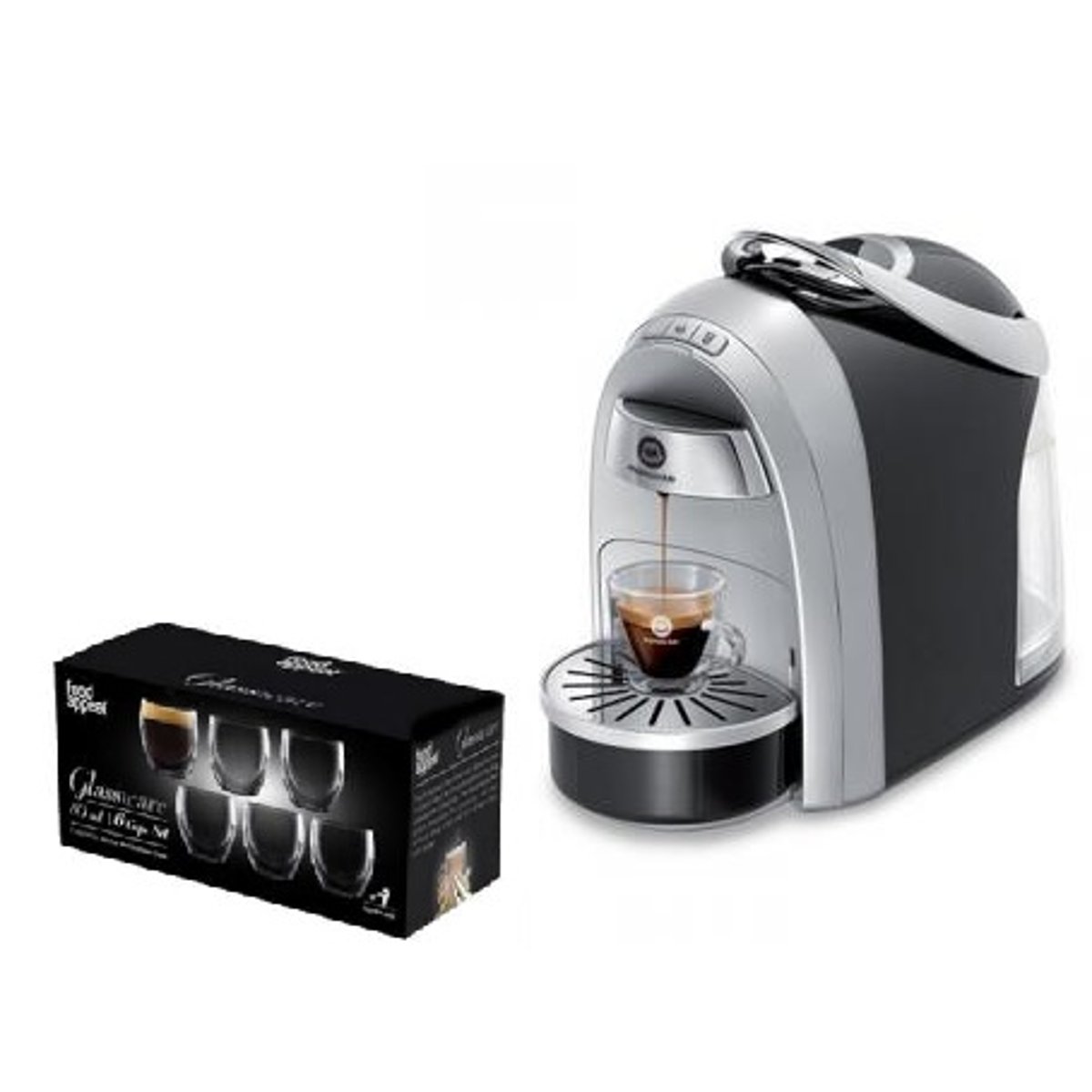 מכונת אספרסו Mushroom Pro Club Espresso + 10 קפסולות + סט כוסות דאבל גלס יוקרתי