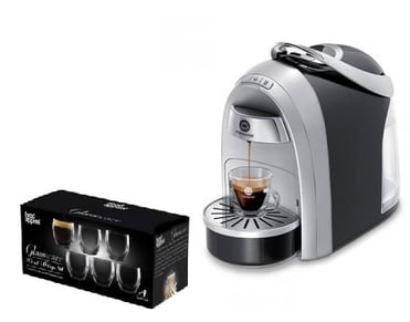 מכונת אספרסו Mushroom Pro Club Espresso + 10 קפסולות + סט כוסות דאבל גלס יוקרתי