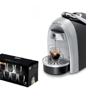 מכונת אספרסו Mushroom Pro Club Espresso + 10 קפסולות + סט כוסות דאבל גלס יוקרתי