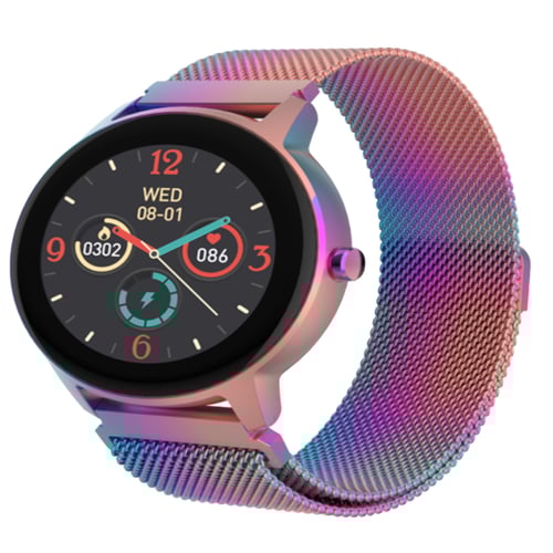 שעון חכם ספורטיבי לנשים עם מסך מגע 1.22 אינץ' בצבע כסף/ורוד