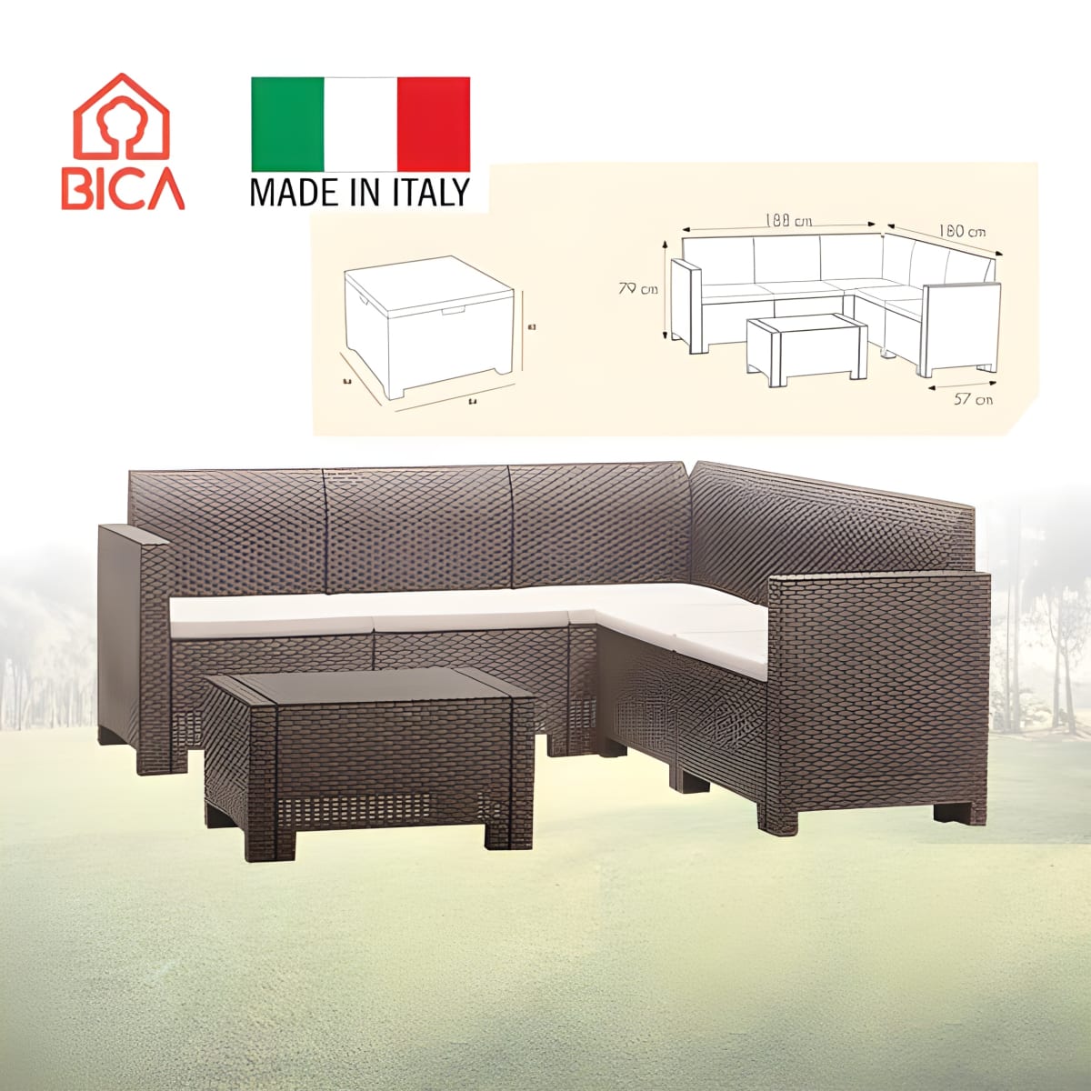 ערכת ריהוט גן פינתי נברסקה חום מאיטליה