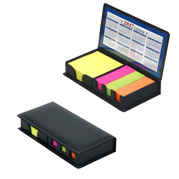 Leather-Like Office Stand with Sticky Notes and Calendar