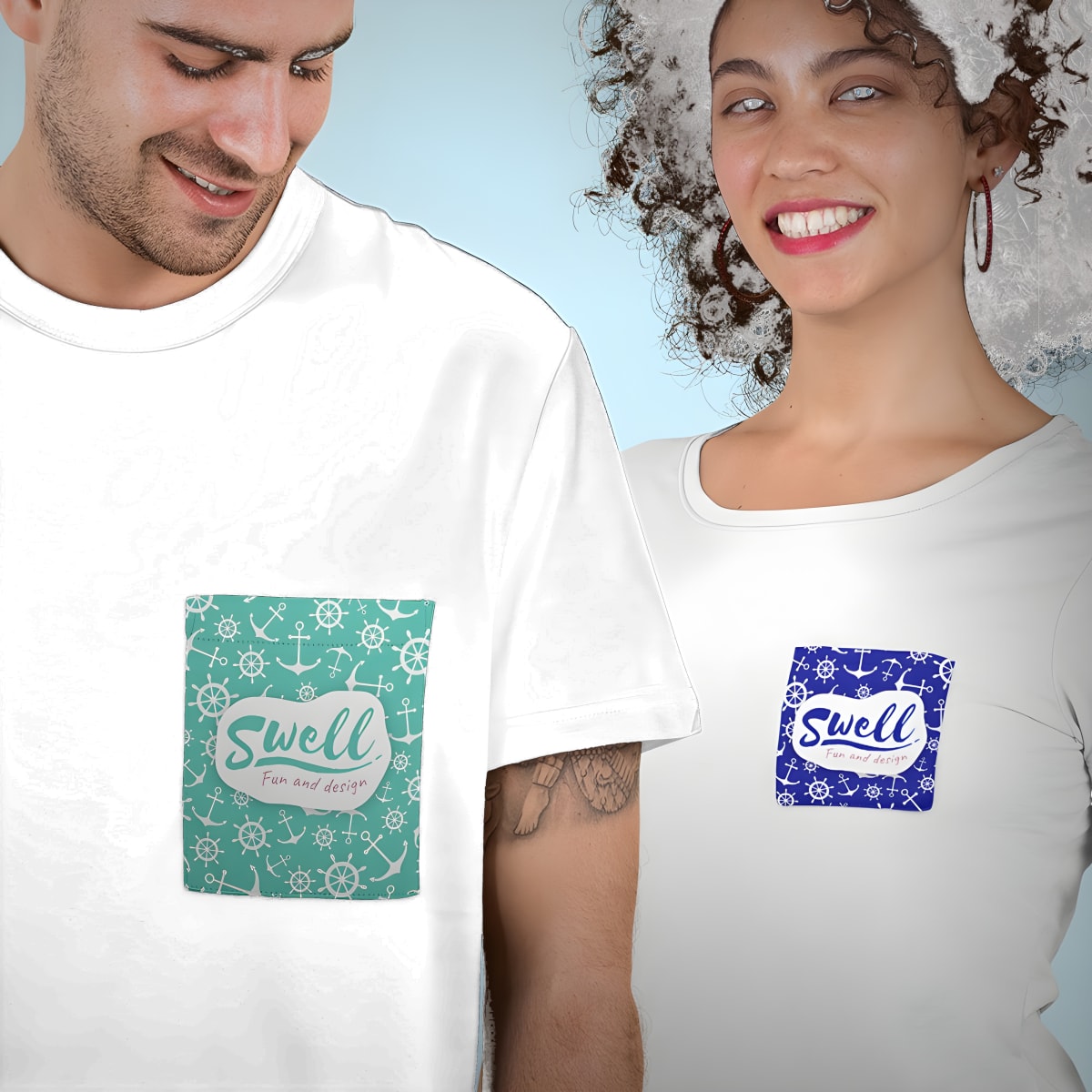 חולצת טי שירט בעיצוב כיס עם הדפסה מלאה