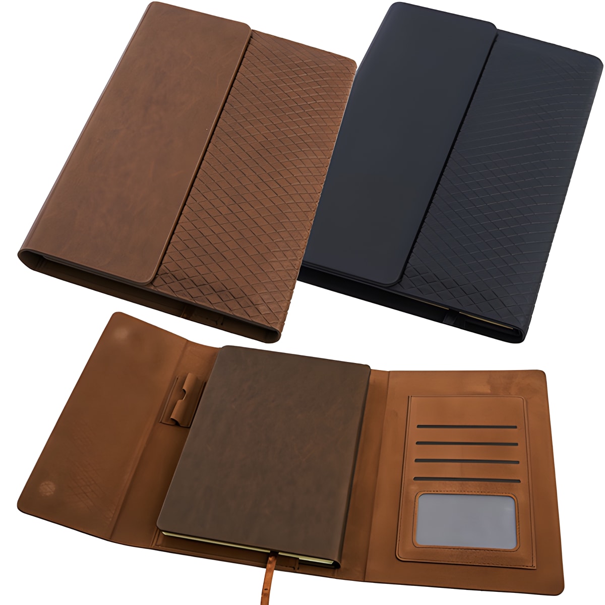 מחברת יוקרתית בעיצוב דמוי עור כריכה PU פתיחה עברית