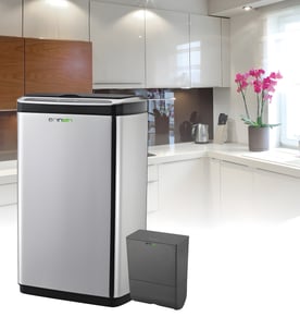 פח אשפה חכם 50 ליטר נירוסטה עם פח נתלה 7 ליטר דגם אריזונה