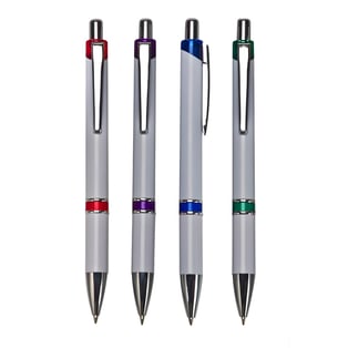 עט כדורי ארטמיס לבן עם גוף צבעוני ומנגנון לחיצה