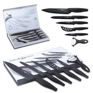 סט סכינים קולינרי 6 חלקים עם ציפוי שיש מעוצב