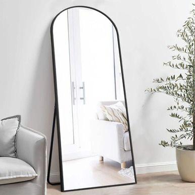 Elegant Full-Length Mirror with Black Aluminum Frame