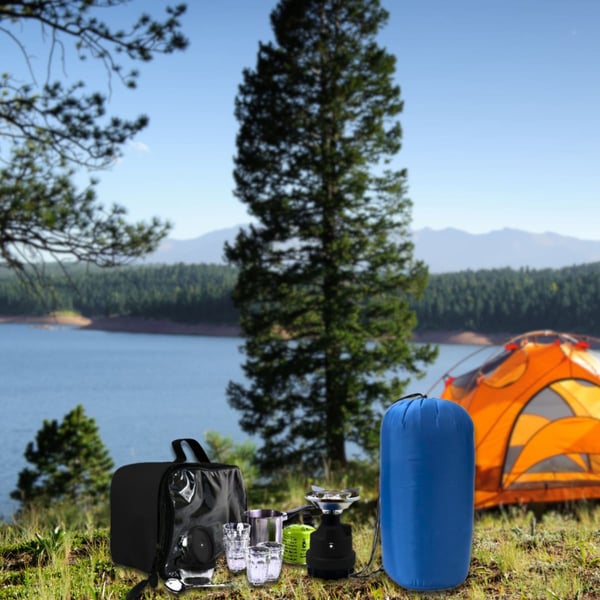 סט קמפינג מקצועי: שק שינה וערכת קפה POLOSWISS