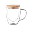 Double Wall Borosilicate Glass Mug with Bamboo Lid