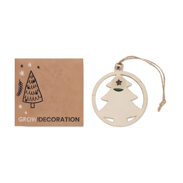 Tree-Shaped Wood Decor Hanger with Jute Rope and Cypress Seeds