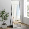 Elegant Crystal Full-Length Mirror with Black Aluminum Frame