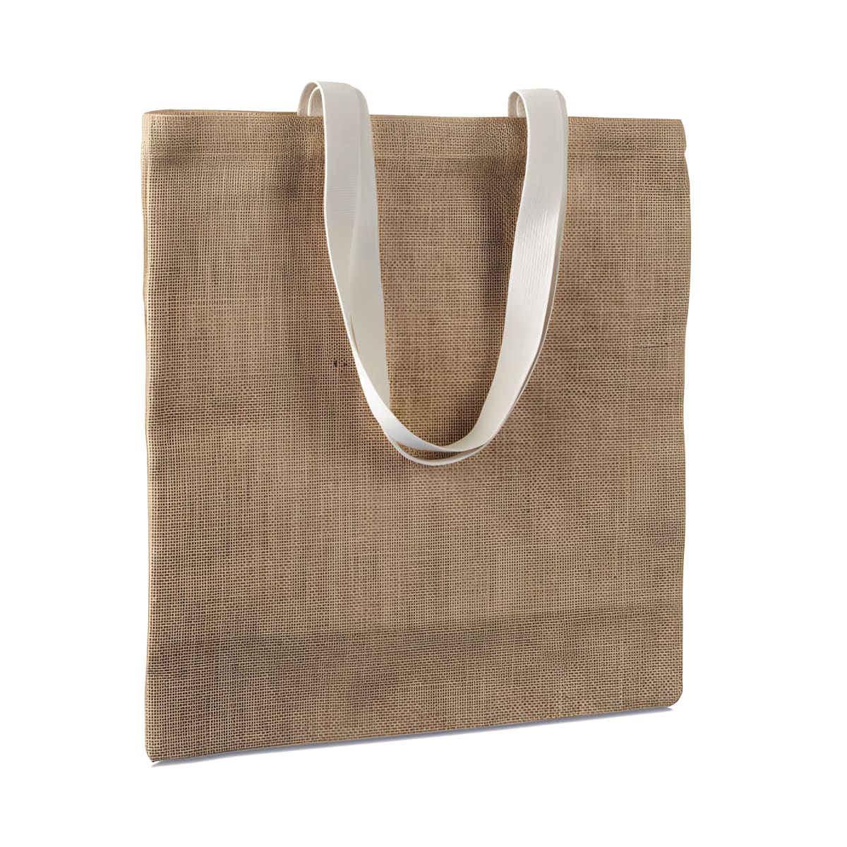 תיק קניות יוטה עם ידיות כותנה ידידותיות לסביבה