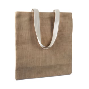 תיק קניות יוטה עם ידיות כותנה ידידותיות לסביבה