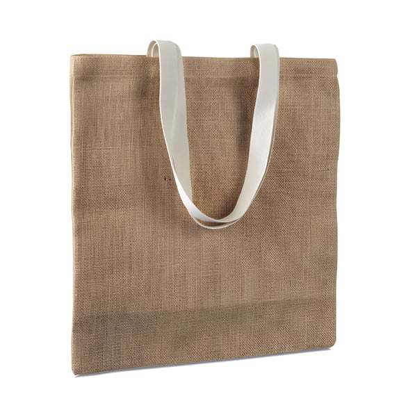 תיק קניות יוטה עם ידיות כותנה ידידותיות לסביבה