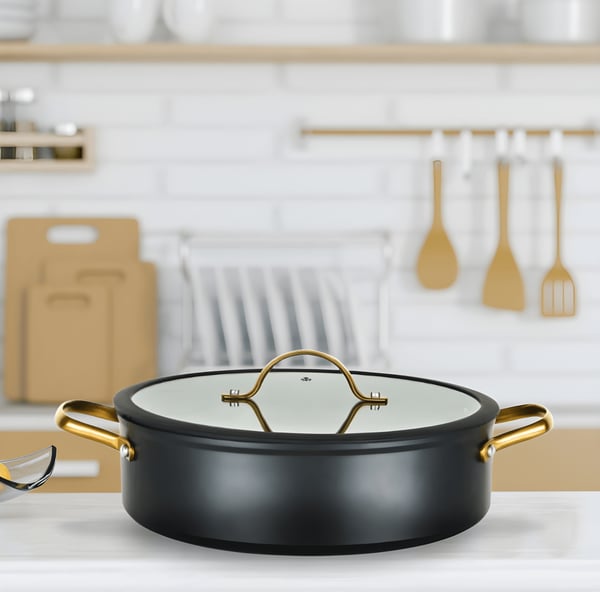Luxury 28cm Sauté Pan with Gold Handles - PLATINUM Series
