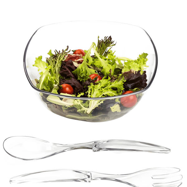 סט אקריליק משודרג להגשת סלט עם קערה וכפות מבית נעמן