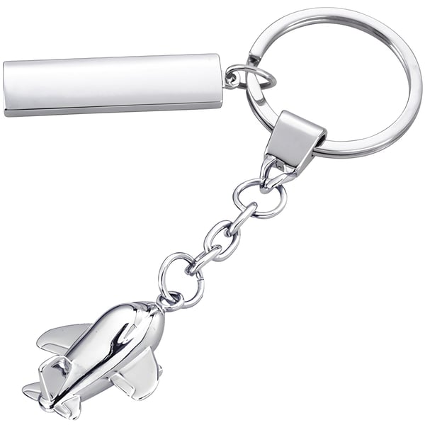 Metal Airplane Keychain with Branding Plate