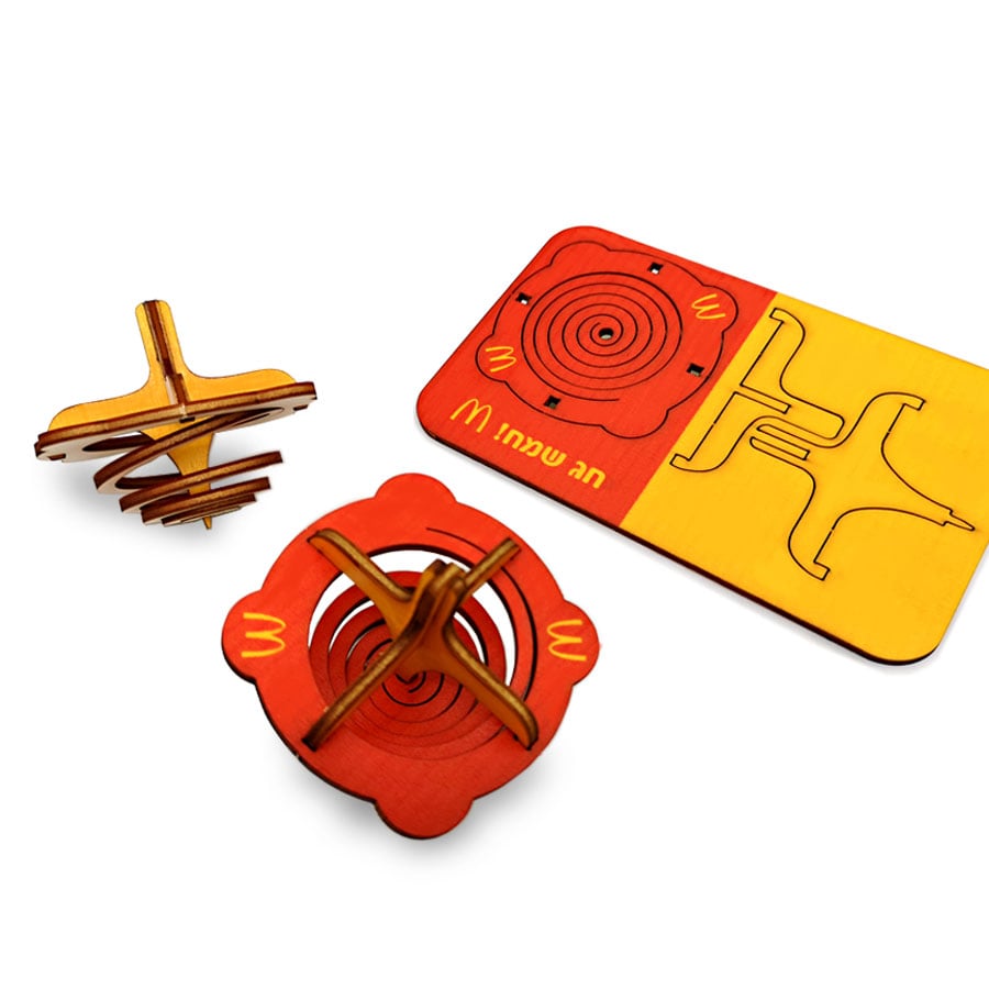 סביבון ספירלה מעץ להרכבה עצמית