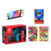 חבילת Nintendo Switch עם ג’וי-קון כחול ואדום, מגן מסך ומשחקים עם מנוי שנתי