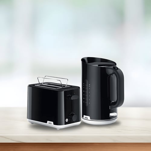 מארז יוקרתי מבית בראון - מצנם וקומקום שחורים