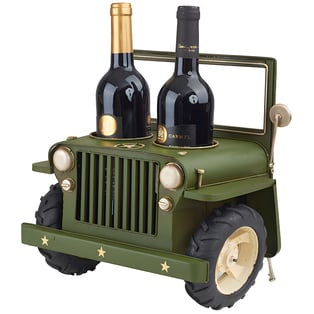 מעמד ייחודי לשני בקבוקי יין בצורת ג'יפ