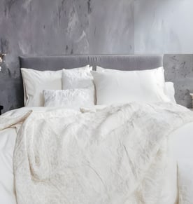 סט מצעים מעוצב מכותנה בגוון אפור