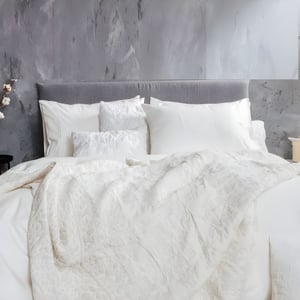 סט מצעים מעוצב מכותנה בגוון אפור