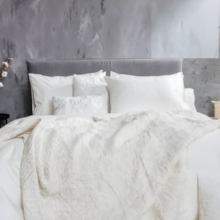 סט מצעים מעוצב מכותנה בגוון אפור