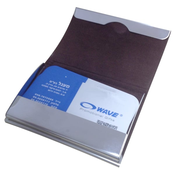 Luxury Business Card Holder in Metal and Faux Leather – Shine