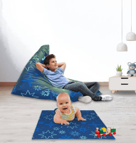 מארז מושלם לחדר הילדים הכולל מזרן פעילות לתינוק ופוף ישיבה מפנק