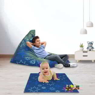 מארז מושלם לחדר הילדים עם מזרן פעילות ופוף מפנק