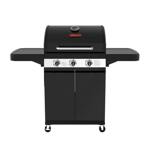 גריל גז 3 מבערים HEAT RED עם מדפי צד מתקפלים וכיסוי עמיד