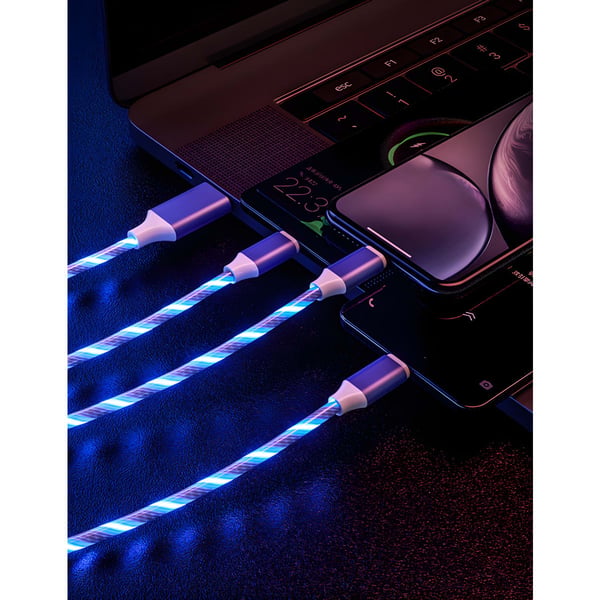 Flashy Illuminated Charging Cable with Multiple Connectors