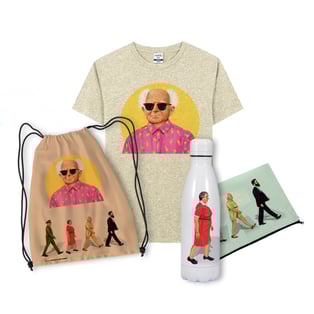 מארז קיץ היפסטורי: תיק שרוך, בקבוק, חולצה ונרתיק