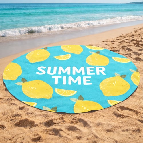 מגבת חוף עגולה עם הדפסה צבעונית מלאה על כל שטח הבד - קוטר 1.4 מ'