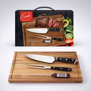 סט כלי מטבח סנטוקו איכותי עם מדחום, קילשון ובוצ'ר עץ ACACIA