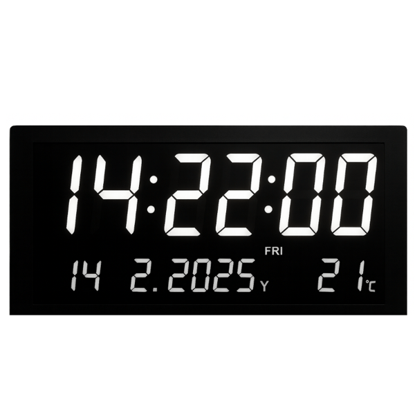White Digital Wall Clock with Clear Display