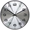 Silver Wall Clock with Bold Black Numerals and Black Frame 40cm