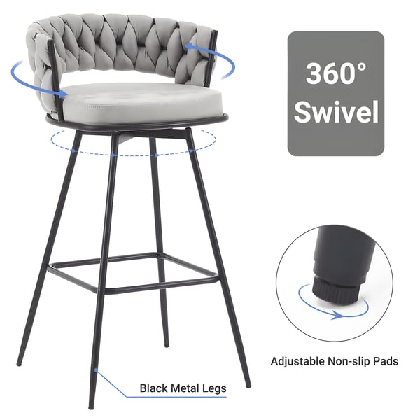 כיסאות בר מסתובבים עם עיצוב קלוע אלגנטי