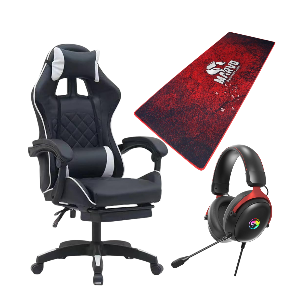 הסט המושלם לגיימרים: כיסא גיימינג ד"ר גב, אוזניות MARVO ופד לעכבר