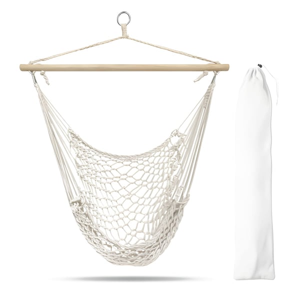 Elegant White Hammock with Wooden Stand